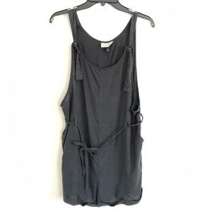 Linen Blend Black Romper | M